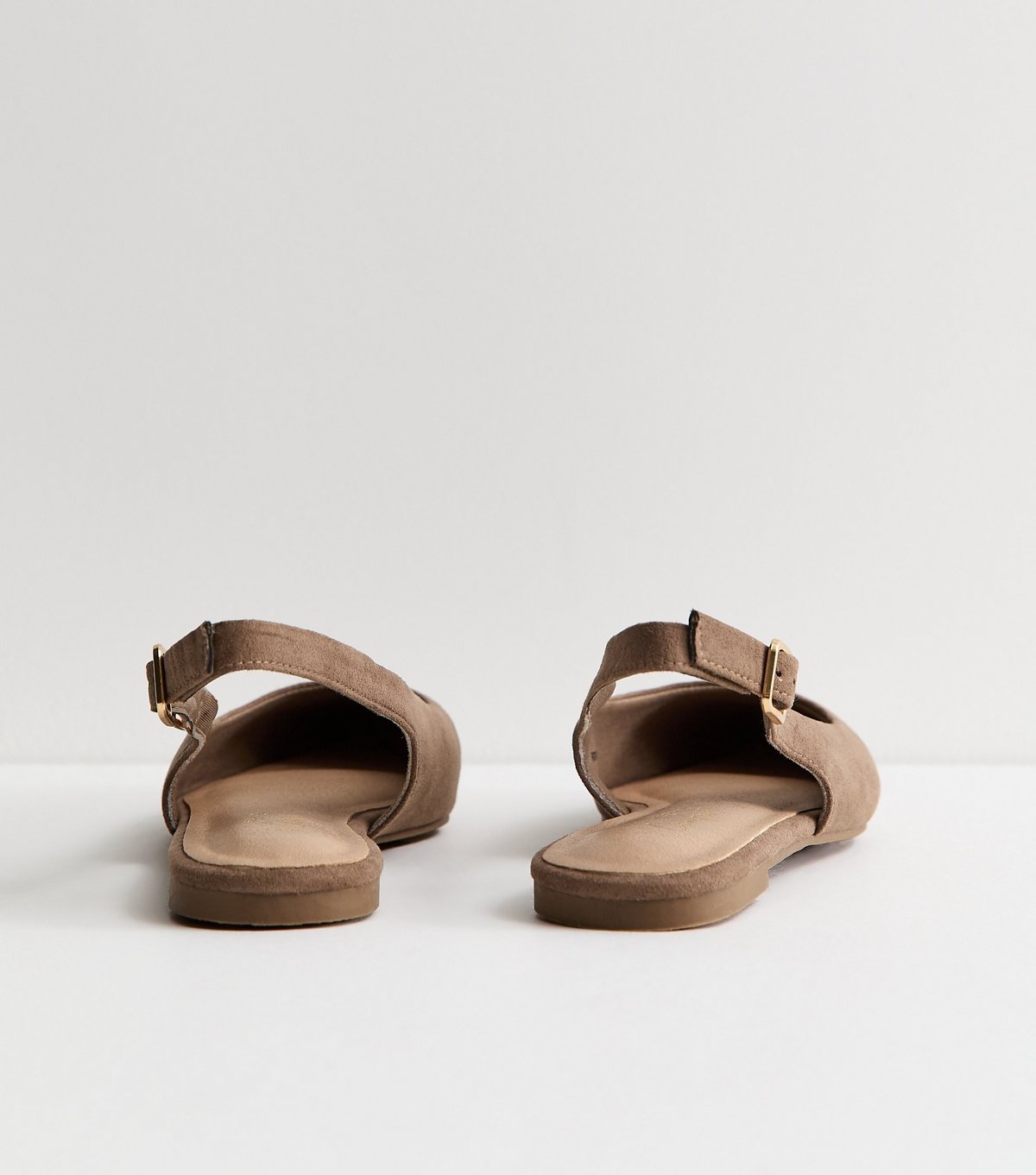 New Look Women's Brown Faux Suede Pointed Slingback Flats Vegan New Look - 4