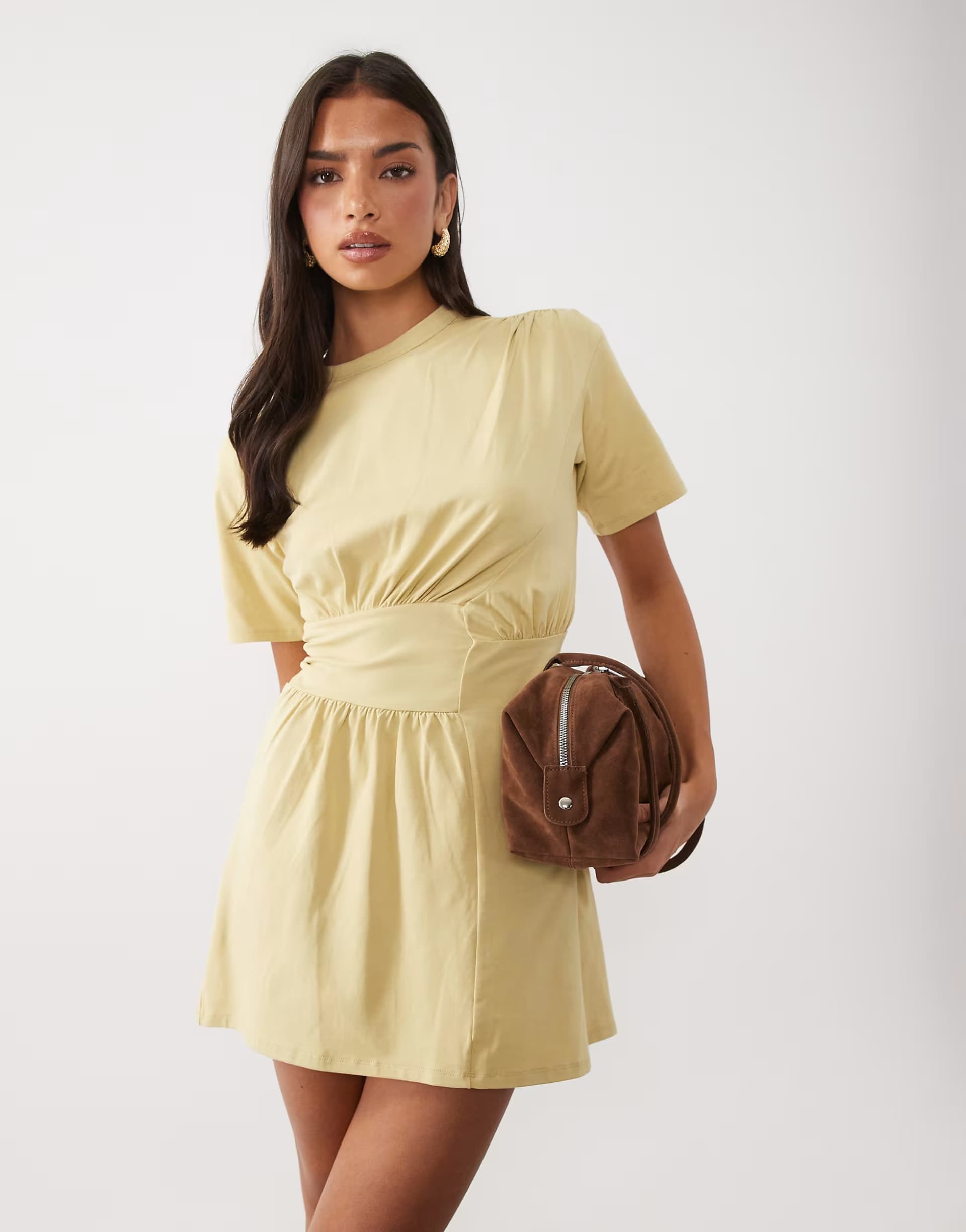 ASOS ASOS DESIGN waist detail mini dress in olive