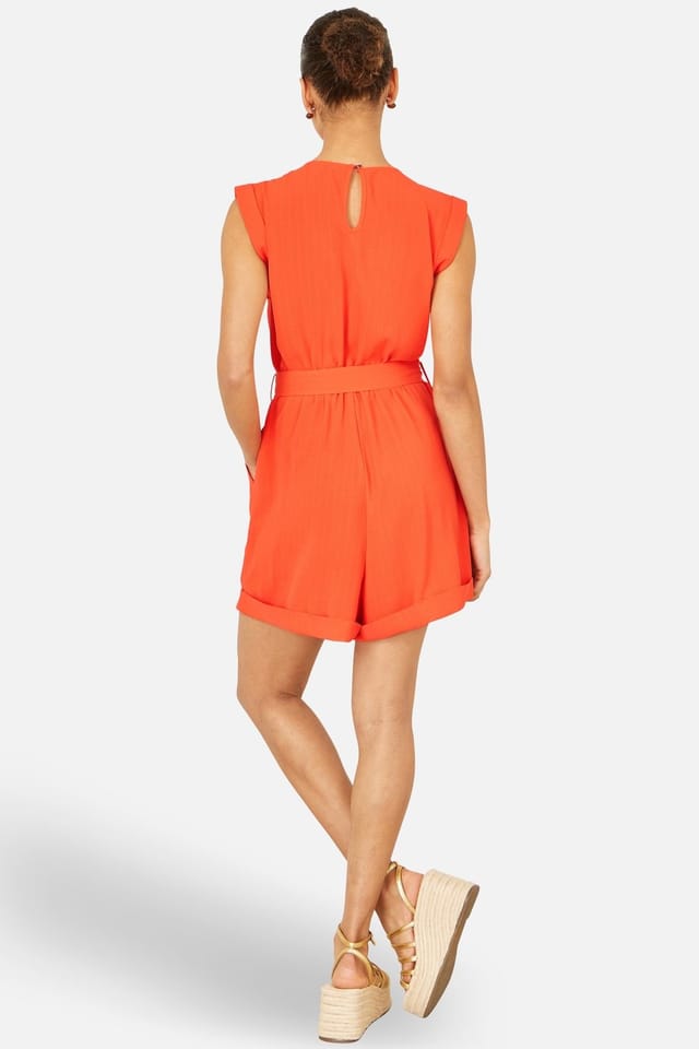 Yumi Yumi Women's Utility Style Playsuit in Tangerine - 3