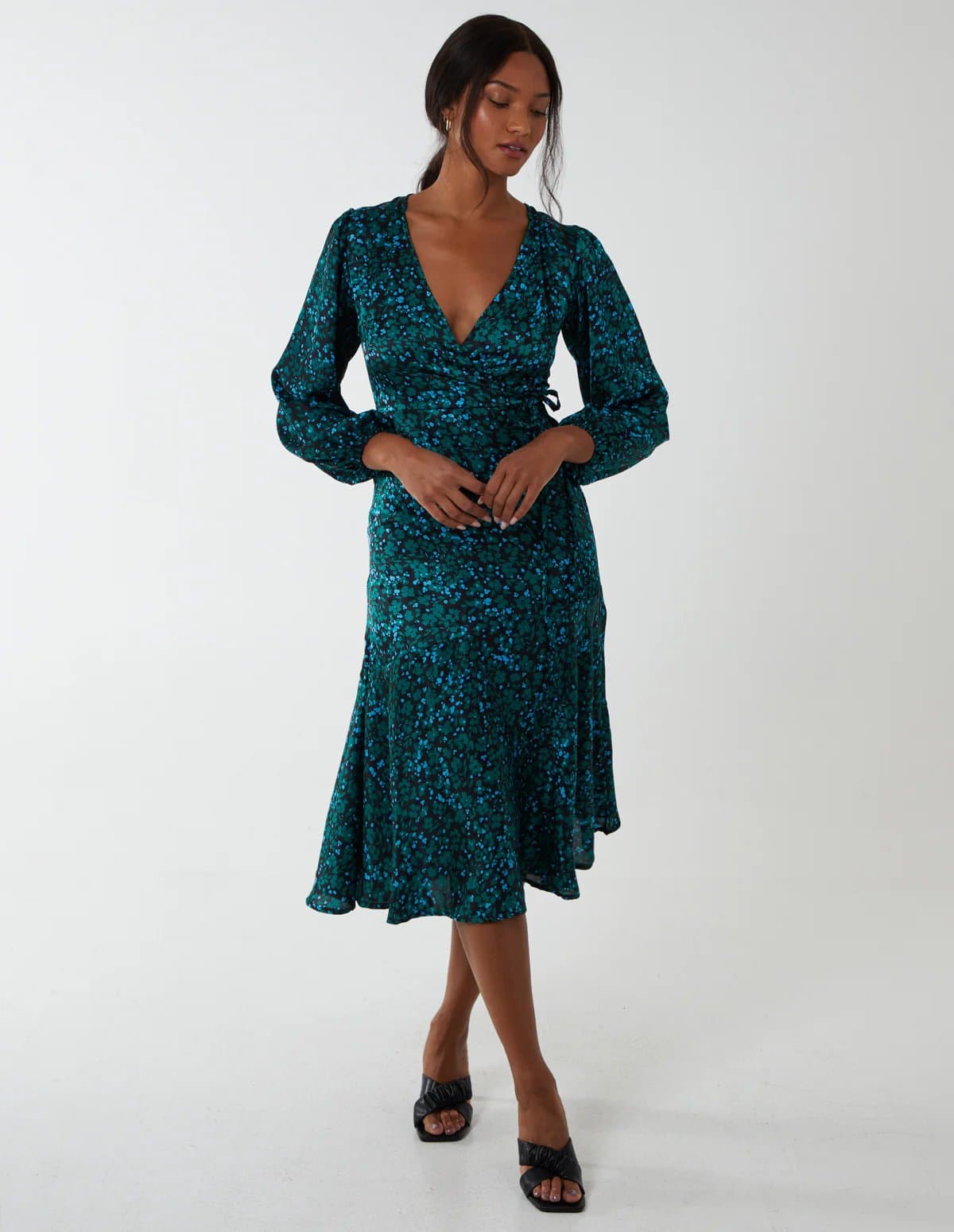 Blue Vanilla Wrap Front Midi Dress