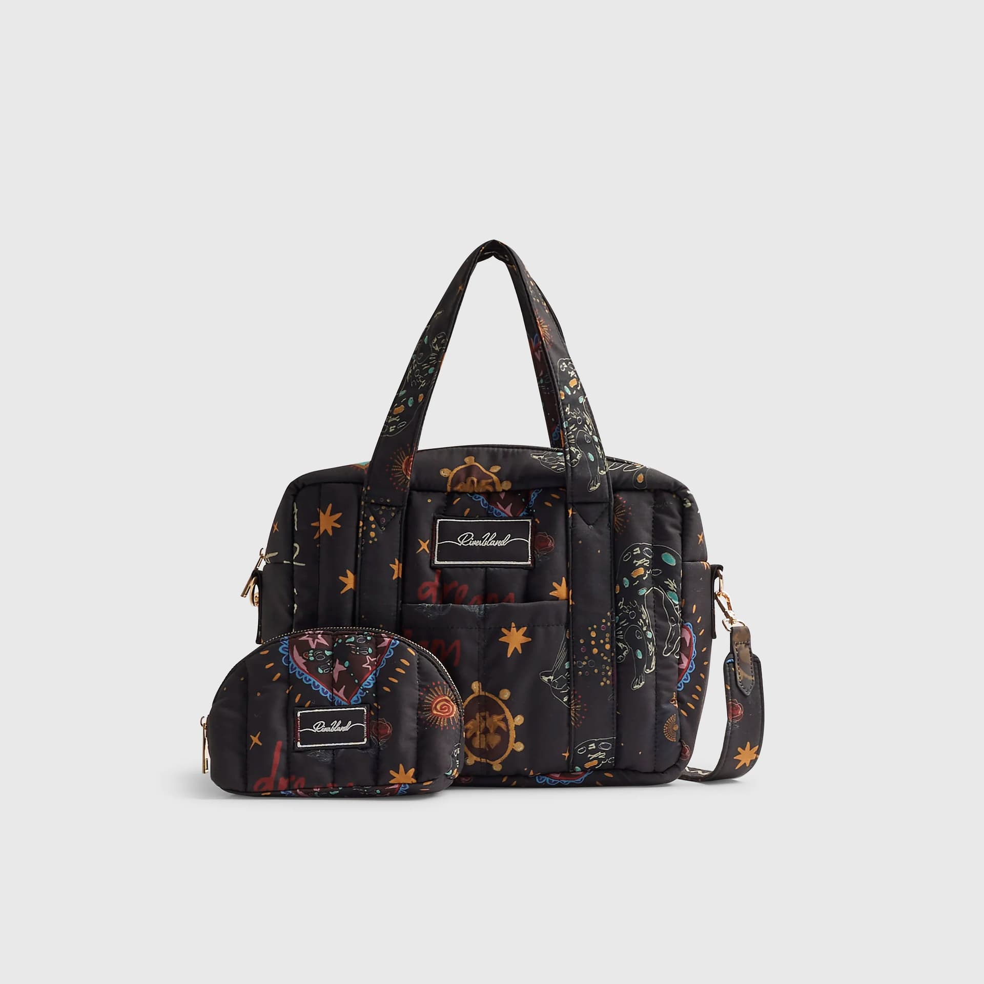 River Island River Island Womens Grey Printed Holdall Bag Bundle