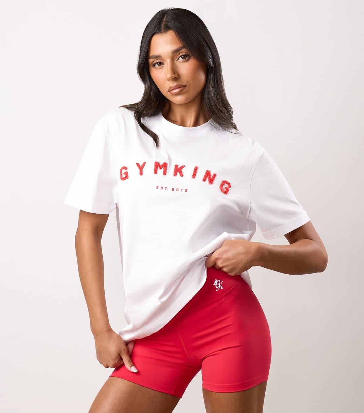 Gym King Women's White Logo Applique T-Shirt Gym King New Look