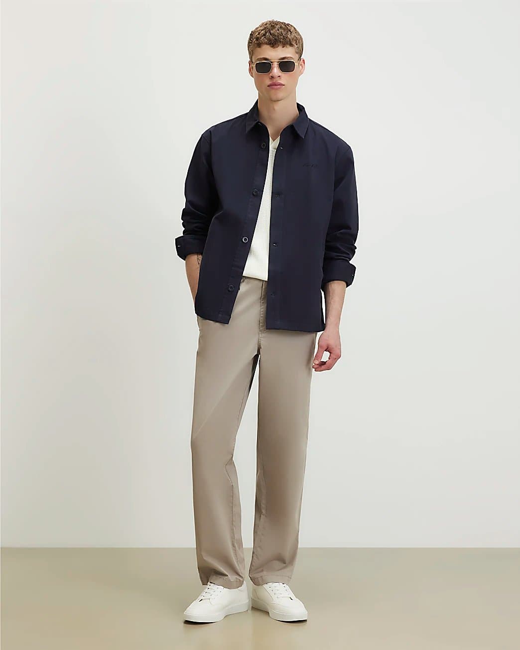 River Island Mens River Island Beige Loose Fit Trousers