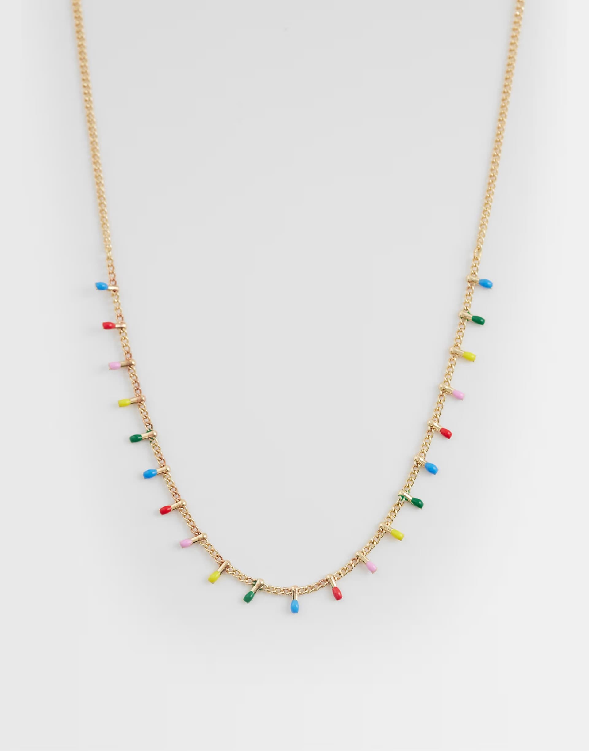 ASOS ASOS DESIGN short necklace with multi-coloured beading detail in gold tone