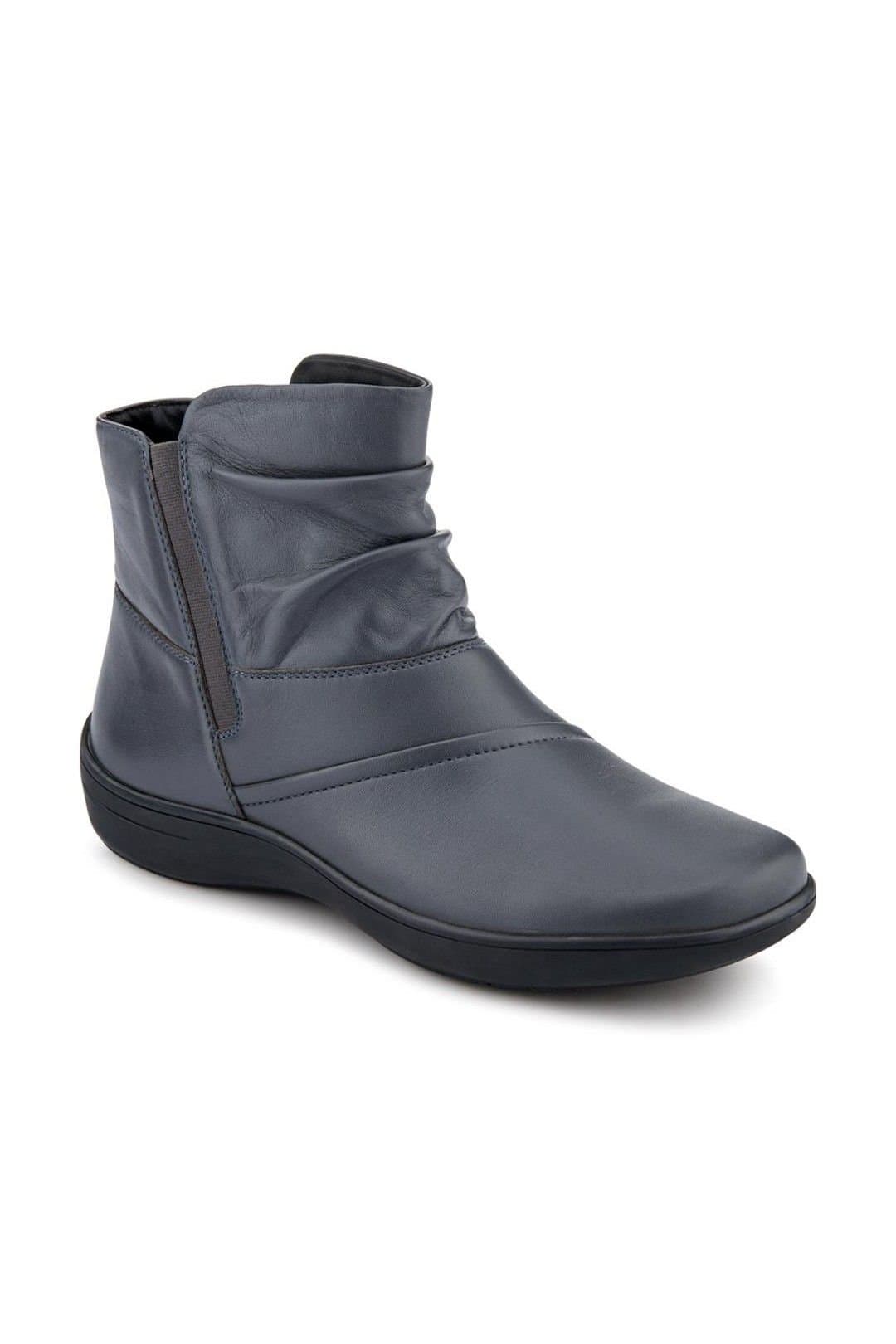 Pavers Pavers Women's Wide Fit Leather Ankle Boots in Grey