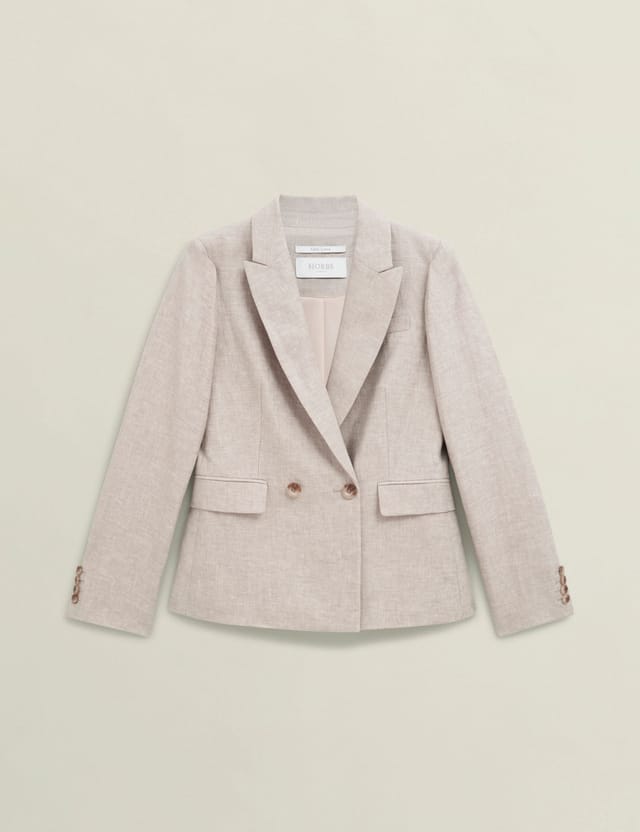 Hobbs London Hobbs London Women's Alessia Double-Breasted Linen Blazer in Light Stone - 2