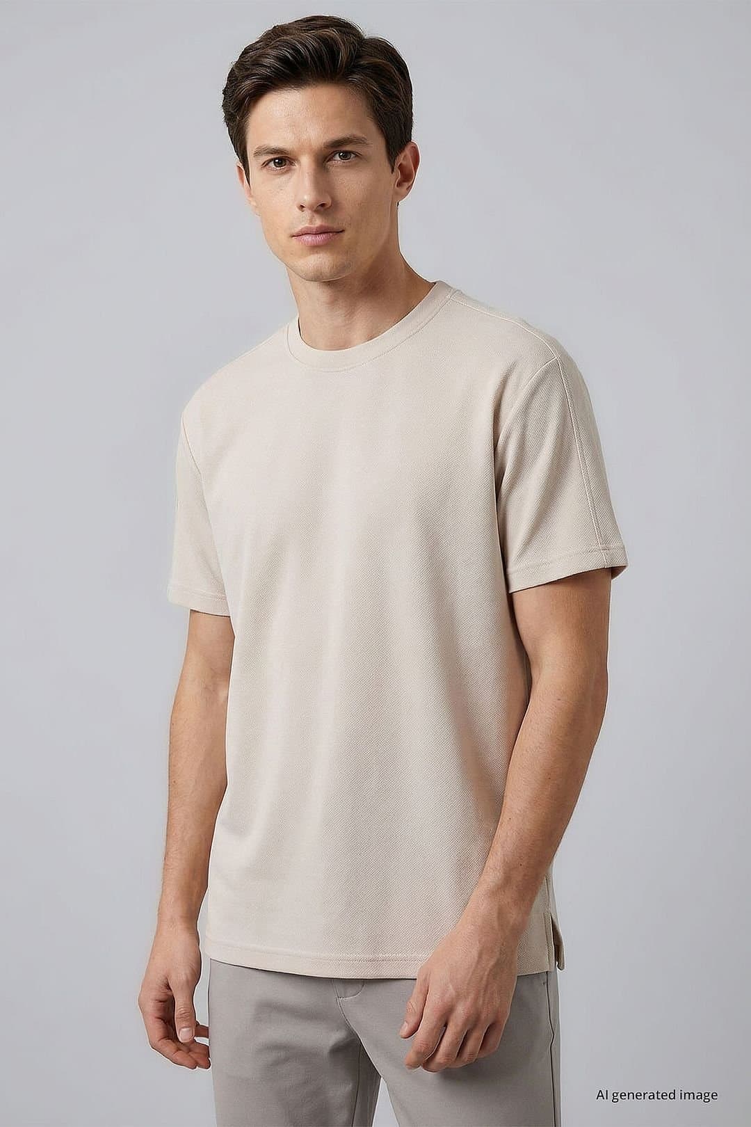 Tommy Life Tommy Life Men's Viscose-Blend T-Shirt in Beige