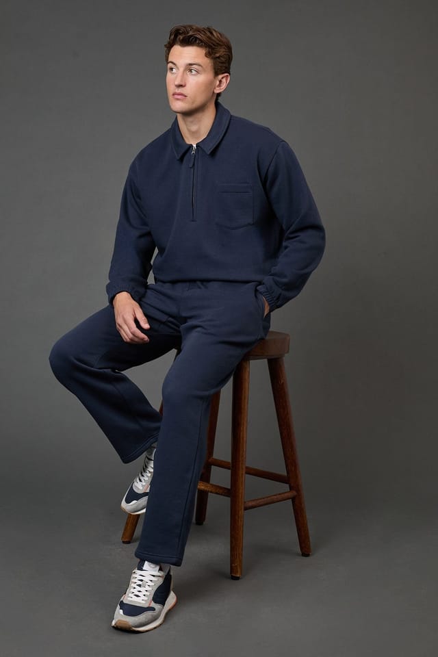 Burton Burton Men's Navy Half Zip Neck Jersey Jumper - 2