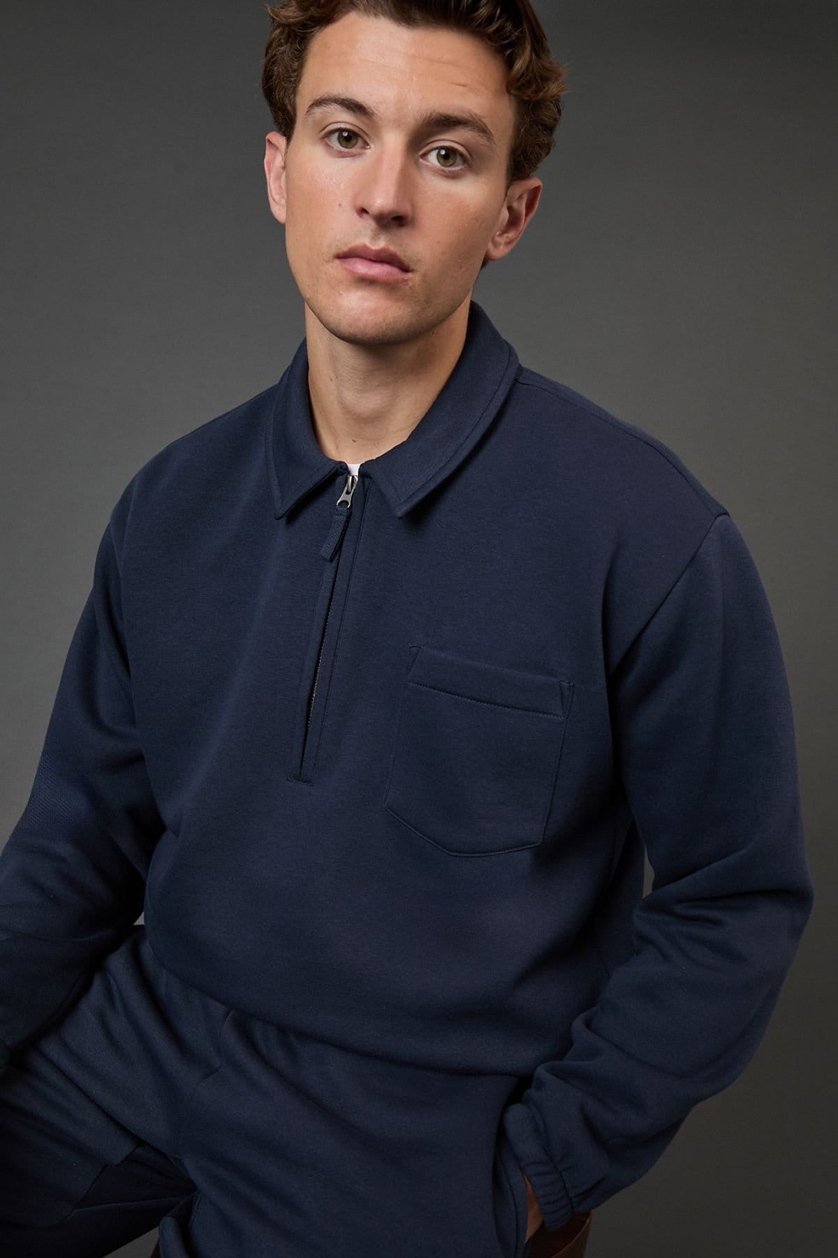 Burton Burton Men's Navy Half Zip Neck Jersey Jumper - 4