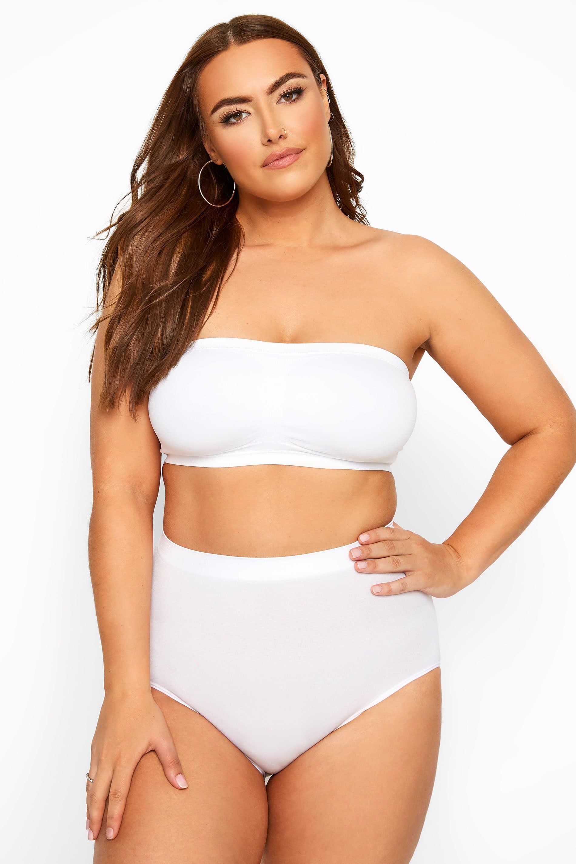 Yours Plus Size White Seamless Padded Nonwired Bandeau Bra