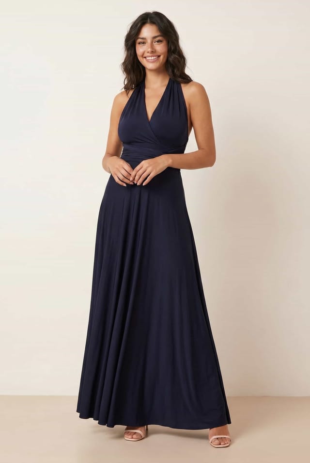 Style Cheat Style Cheat Women's Multi-way Slinky Maxi Dress / Navy - 2