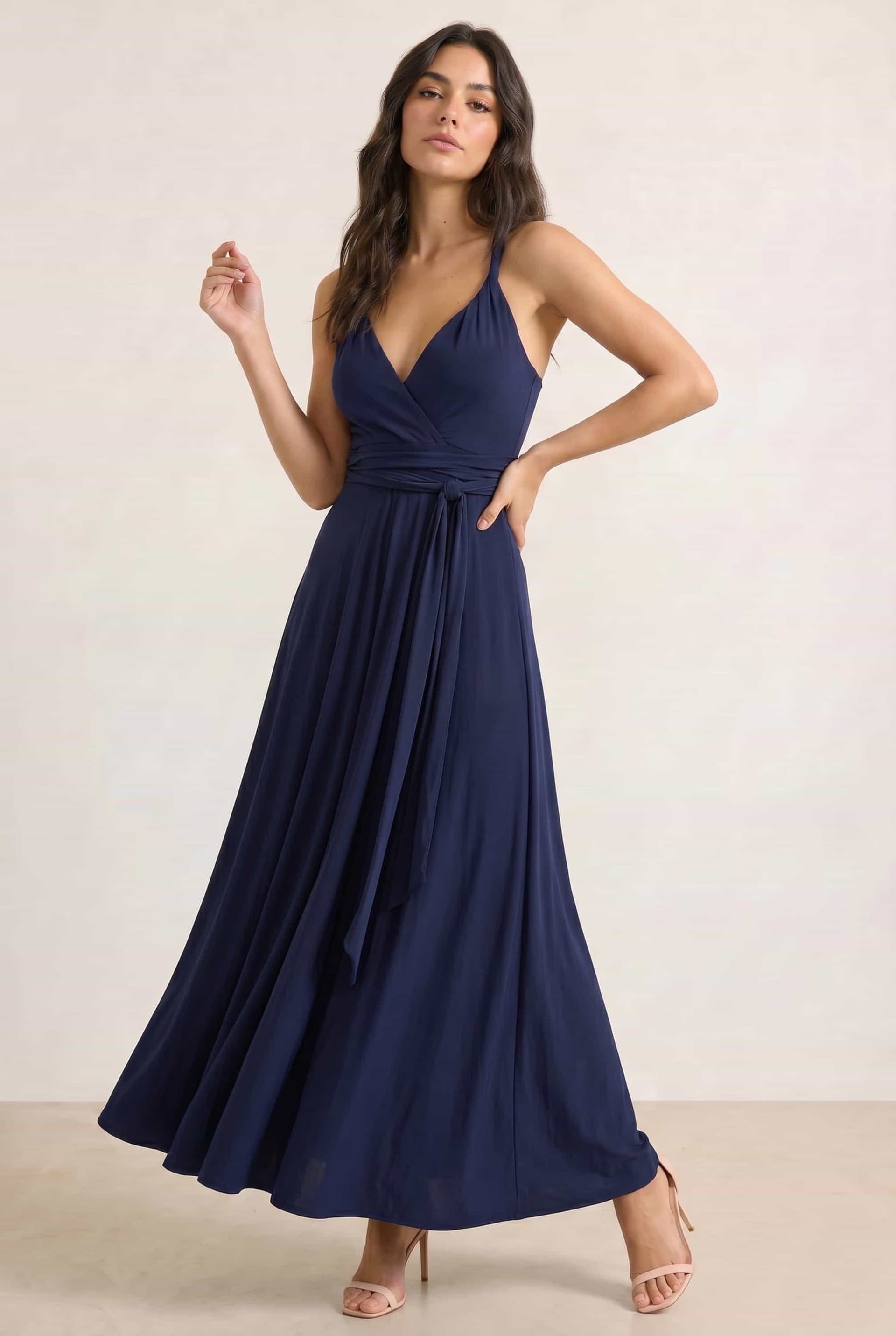 Style Cheat Style Cheat Women's Multi-way Slinky Maxi Dress / Navy - 4