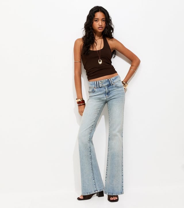 New Look Women's Light Blue Double Button Low Rise Bootcut Jeans New Look - 3