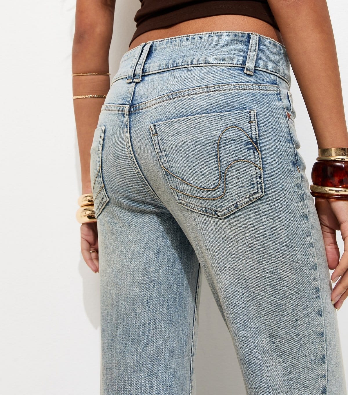New Look Women's Light Blue Double Button Low Rise Bootcut Jeans New Look - 4