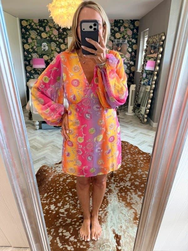 Never Fully Dressed Never Fully Dressed lined dress with sheer balloon sleeves size 12