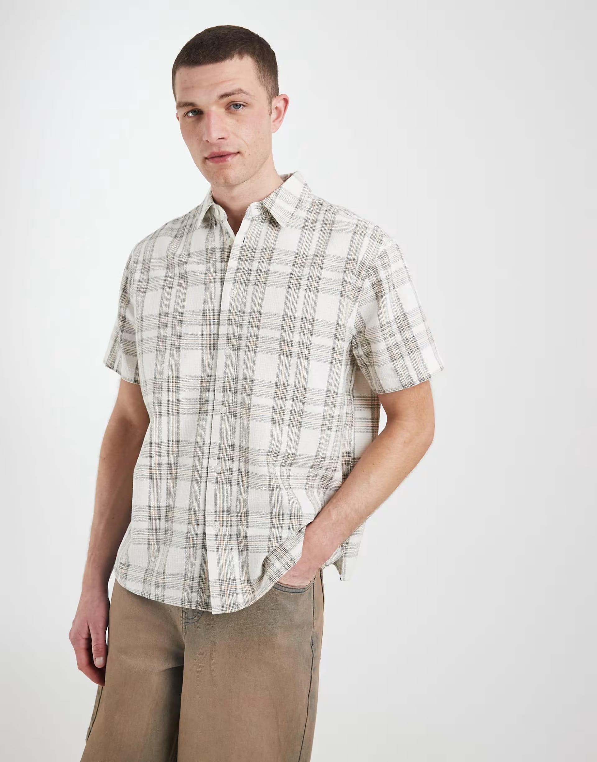 ASOS Beige Check Cotton Shirt
