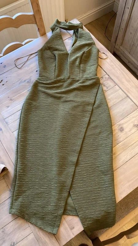 New Look Khaki midi halter dress