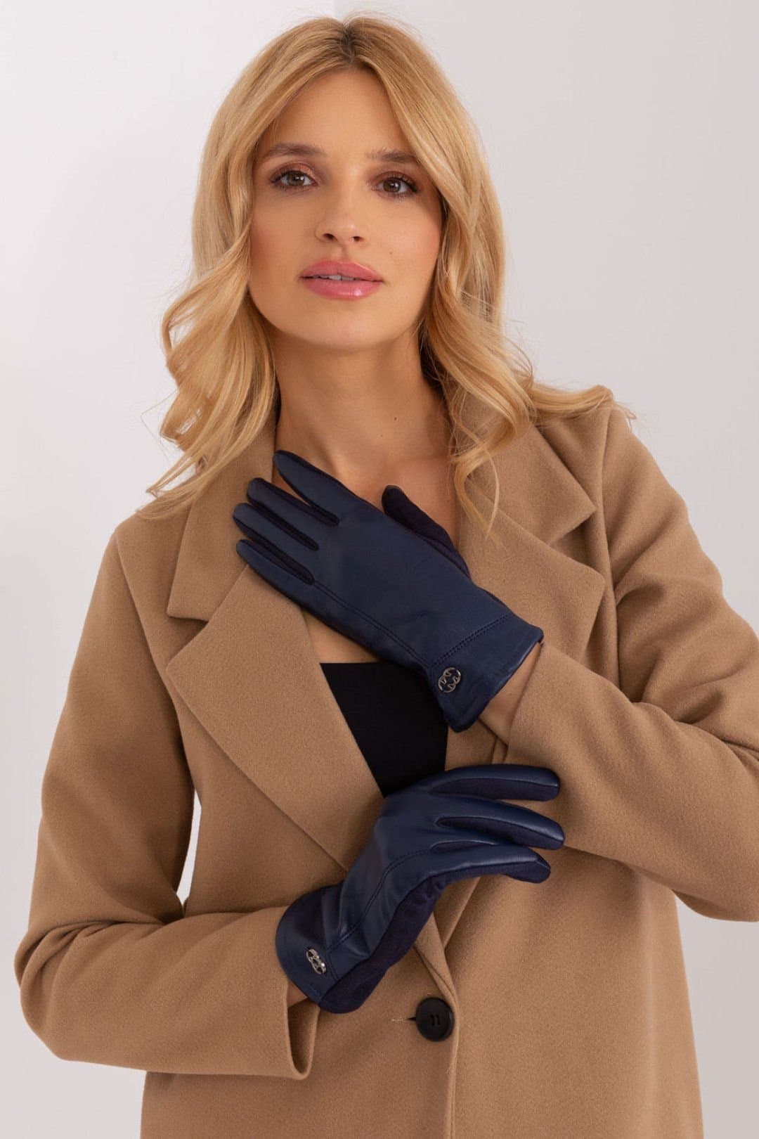 Love Lace Love Lace Women's Elegant Insulated Touchscreen Gloves With Embroidered Flower Detail in Blue