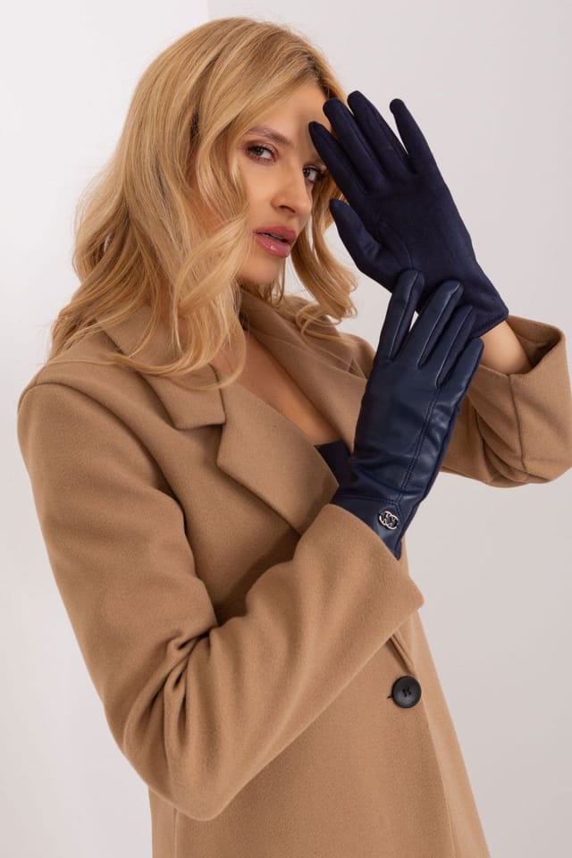 Love Lace Love Lace Women's Elegant Insulated Touchscreen Gloves With Embroidered Flower Detail in Blue - 3