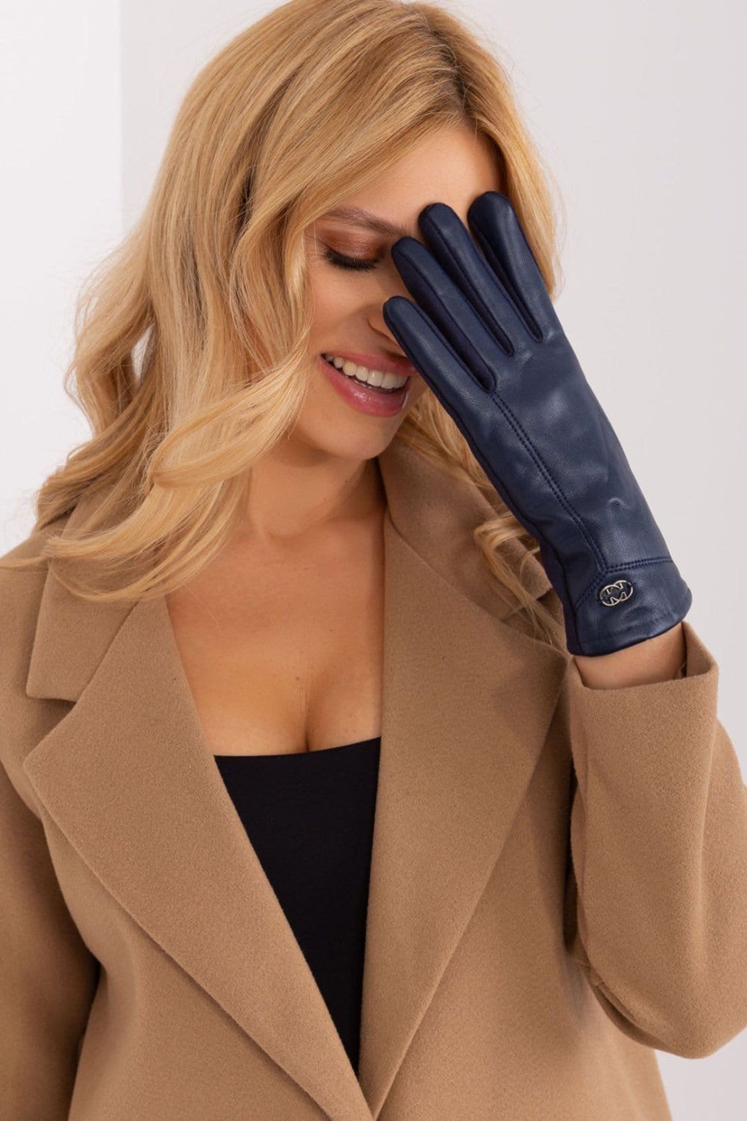 Love Lace Love Lace Women's Elegant Insulated Touchscreen Gloves With Embroidered Flower Detail in Blue - 4