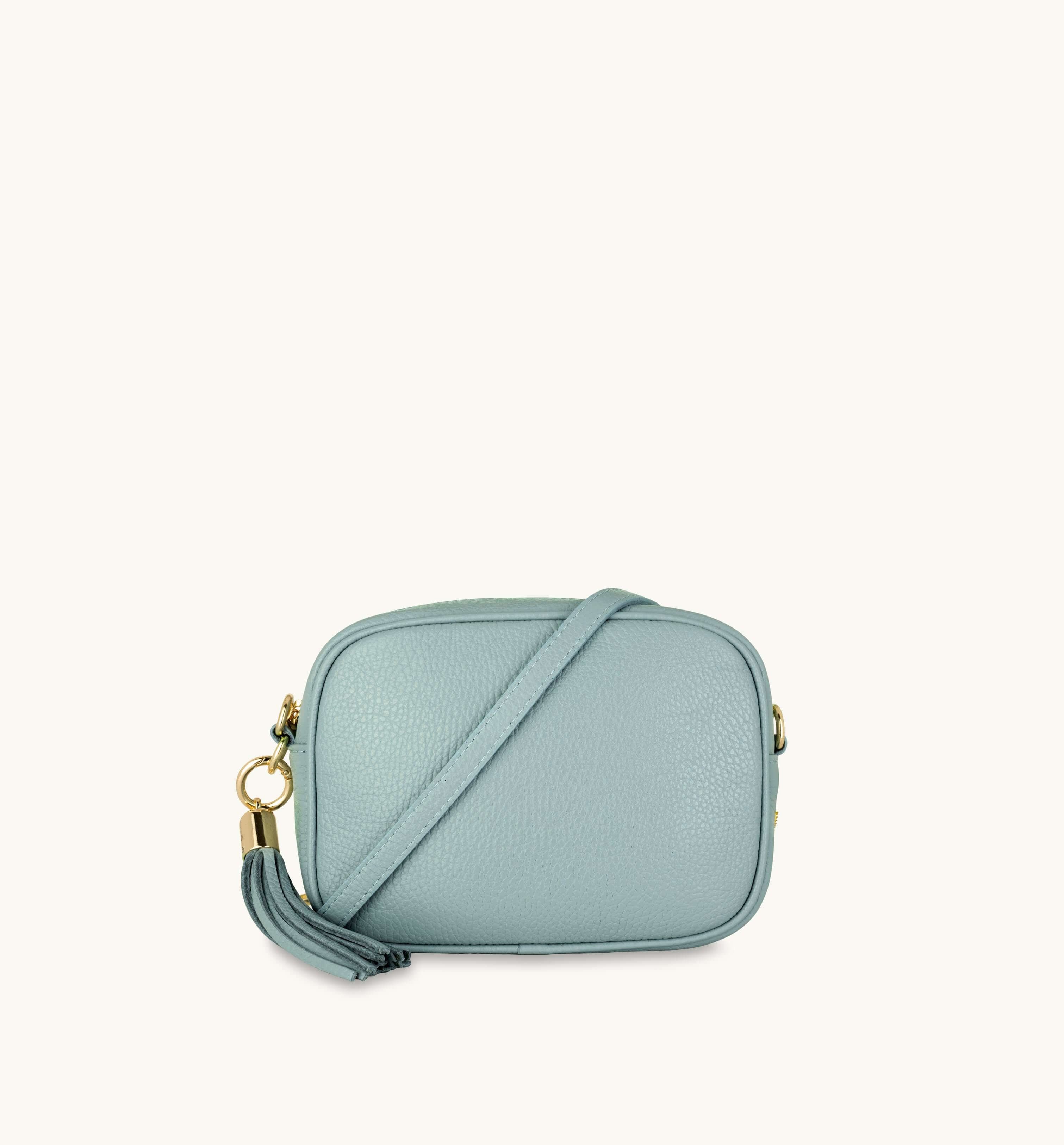 Apatchy London Apatchy London Women's Leather Crossbody Bag With Gold Chain Shoulder Strap in Pale Blue - 2