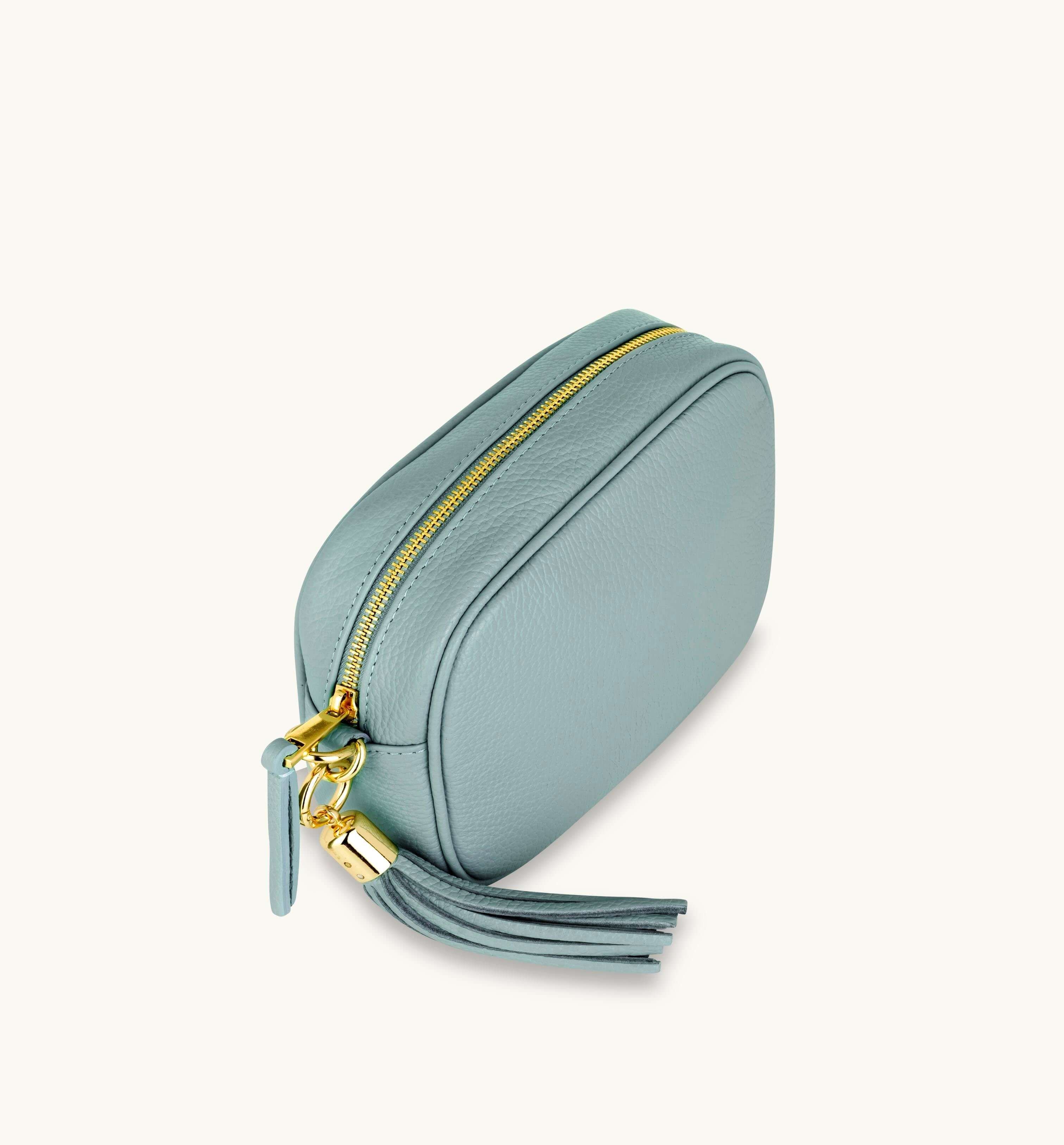 Apatchy London Apatchy London Women's Leather Crossbody Bag With Gold Chain Shoulder Strap in Pale Blue - 4