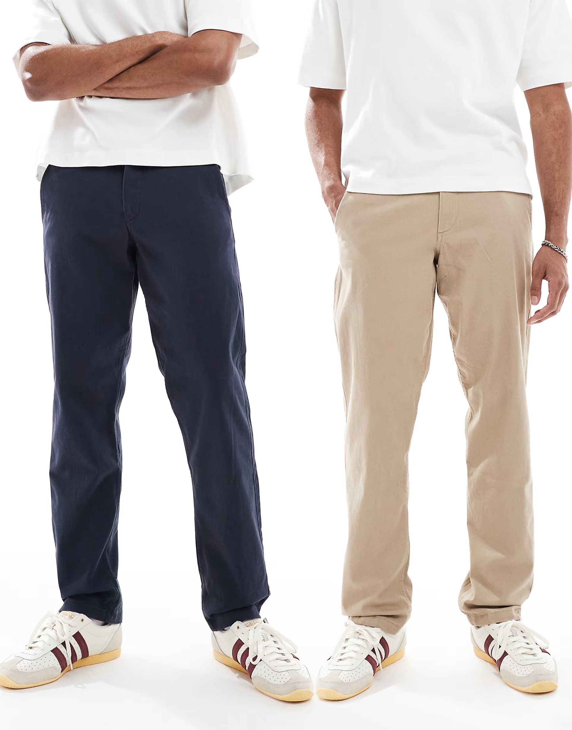ASOS Jack & Jones 2 pack kane relaxed fit chino in beige & navy - 1