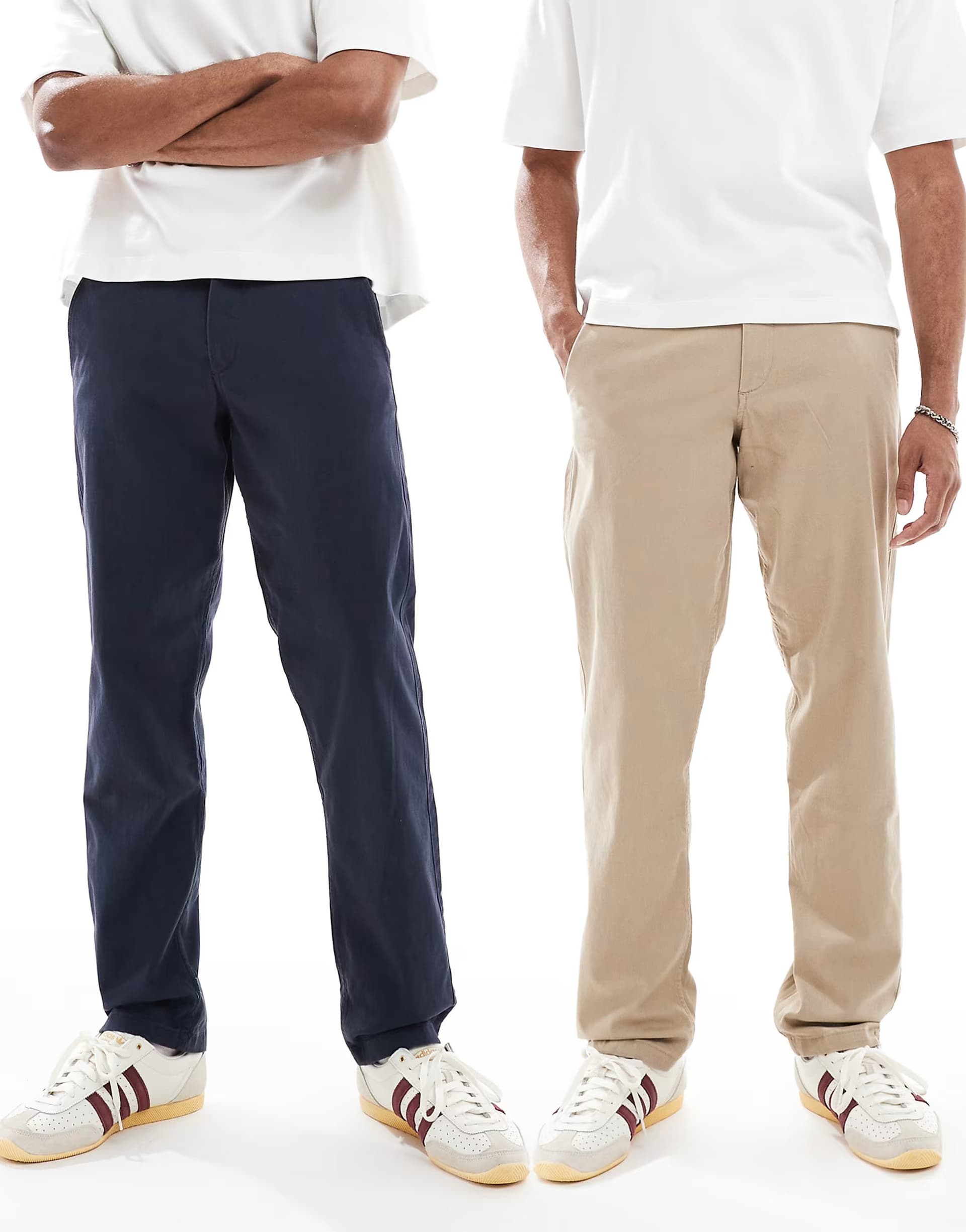 ASOS Jack & Jones 2 pack kane relaxed fit chino in beige & navy