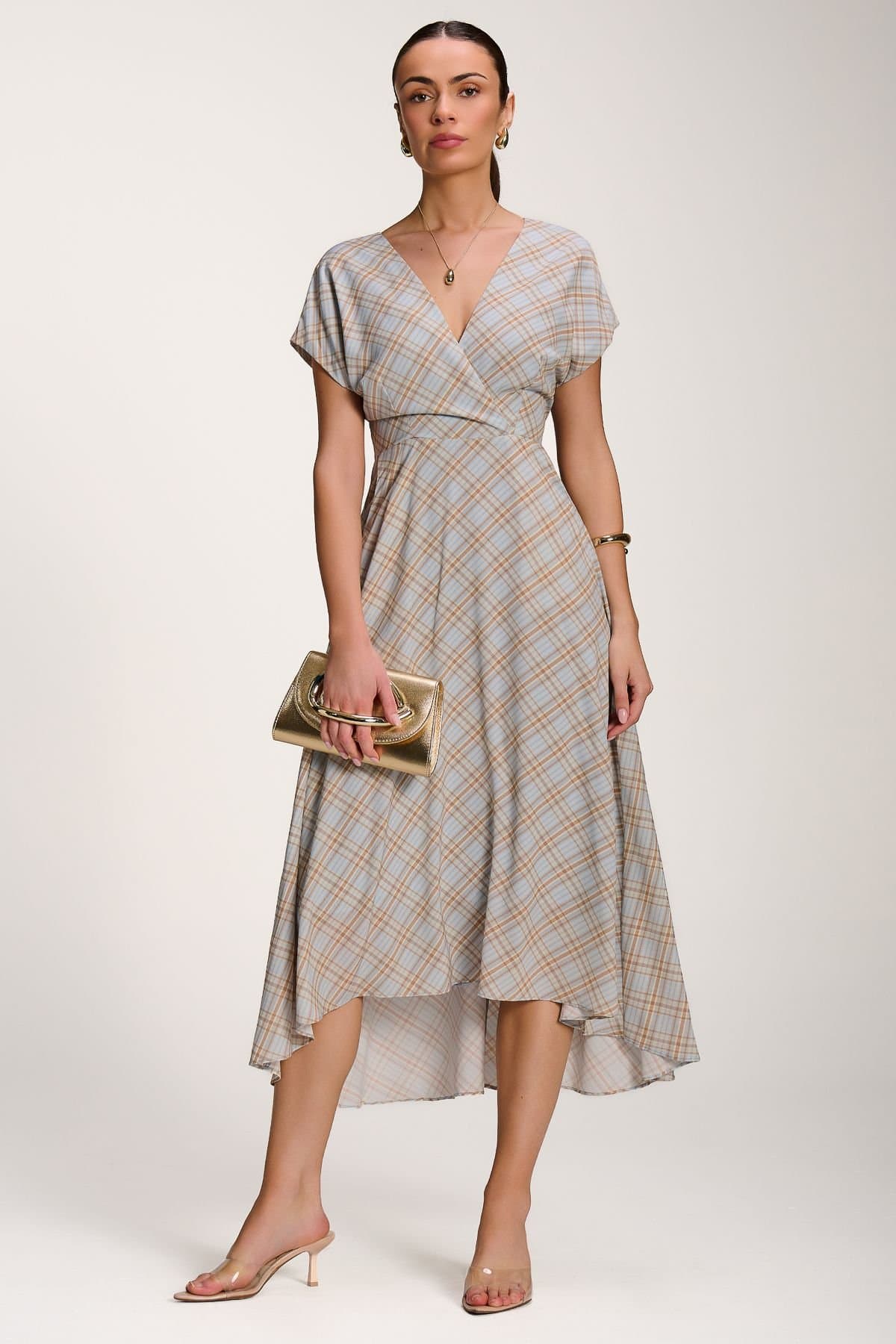 Jolie Moi Jolie Moi Women's Check Print Maxi Dress