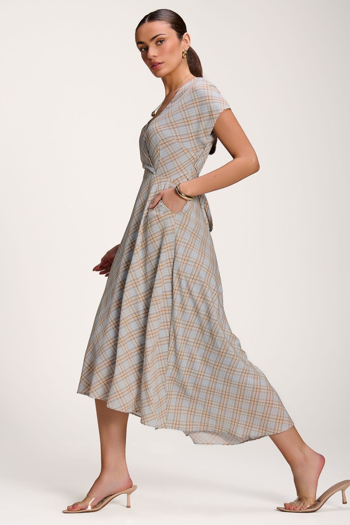 Jolie Moi Jolie Moi Women's Check Print Maxi Dress - 4
