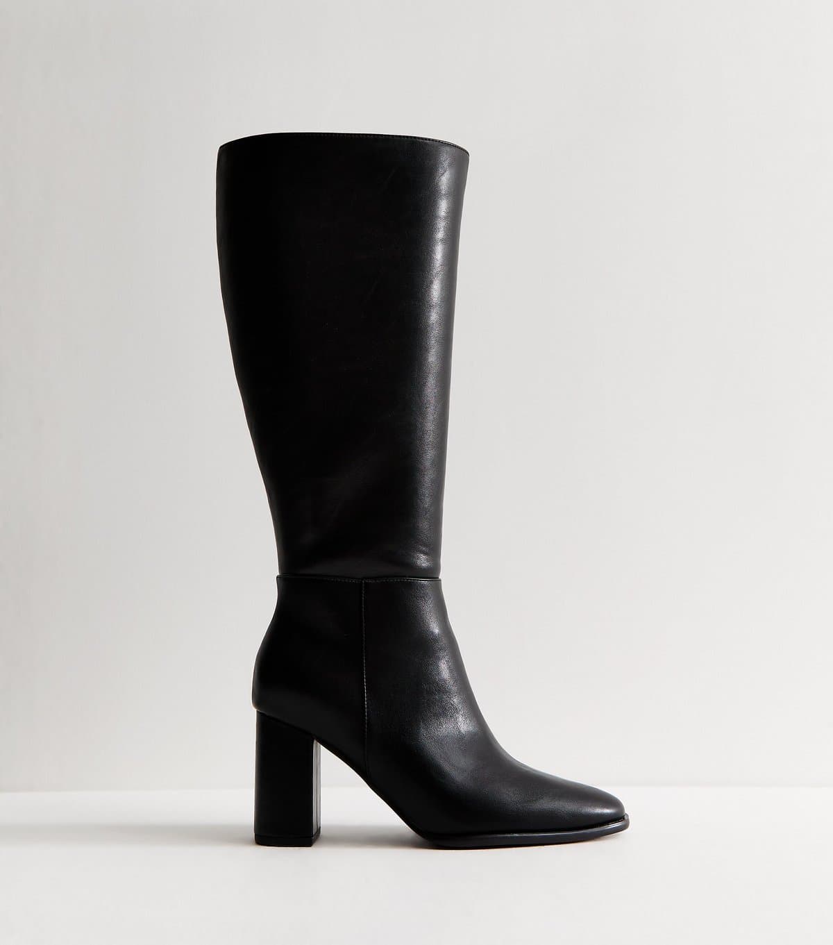 New Look New Look Vegan Black Faux Leather Block Heel High Leg Boots