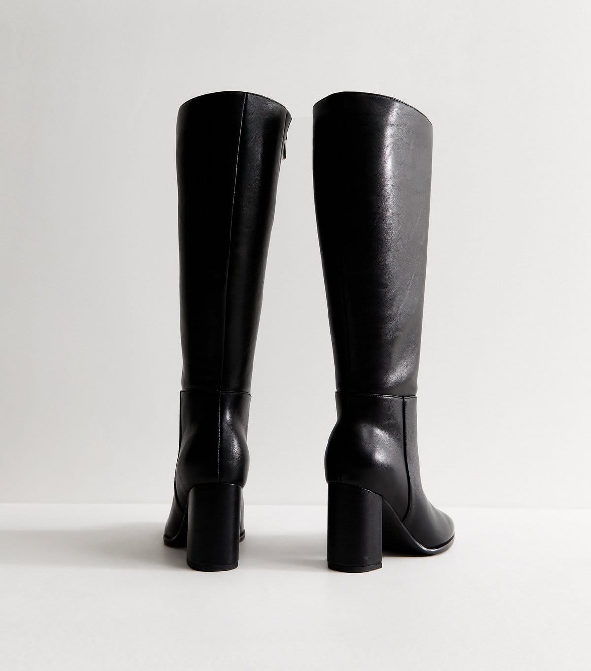 New Look Women's Extra Calf Fit Black Faux Leather Block High Leg Boots Vegan New Look - 4