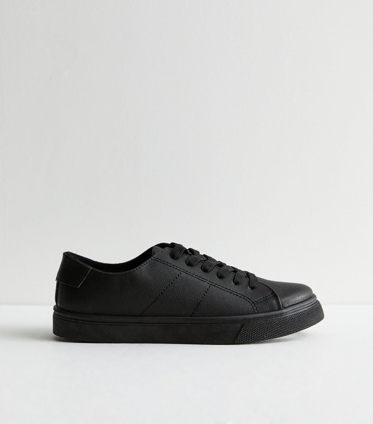 New Look Women's Black Leather-Look Trainers New Look
