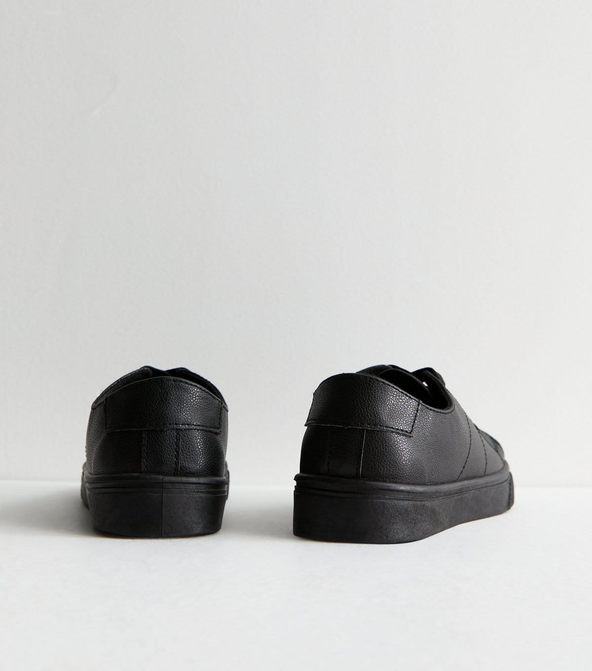 New Look Women's Black Leather-Look Trainers New Look - 4