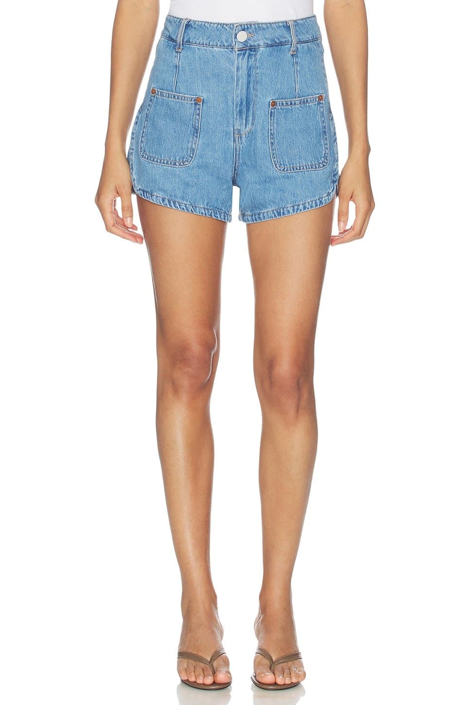 revolve Revolve High Waisted Denim Shorts in Finish Line
