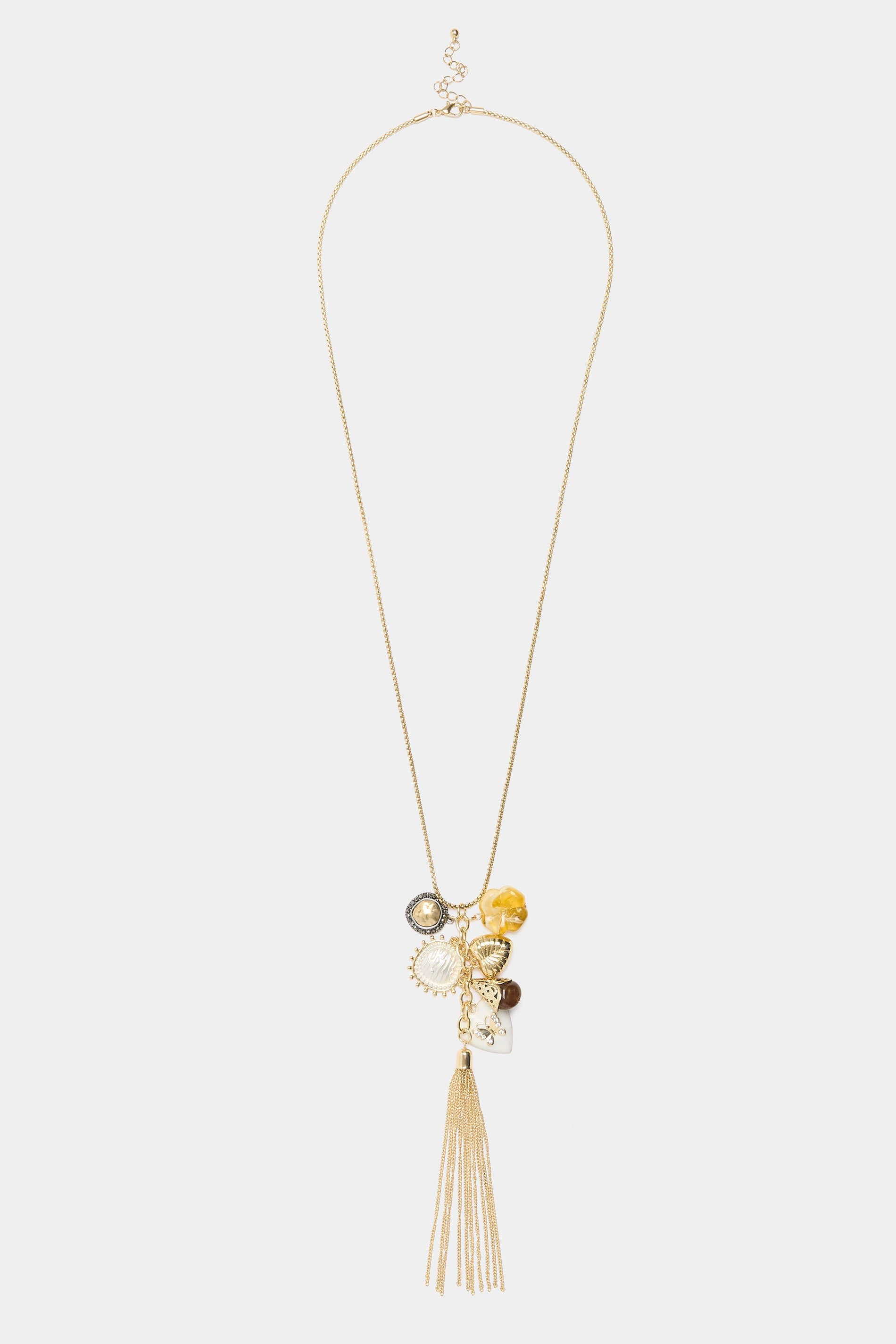 Yours Gold Tone Long Charm Tassel Necklace