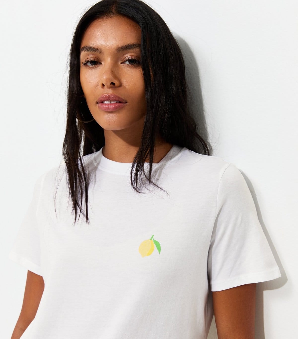 New Look White Cotton Lemon Print Relaxed Fit T-Shirt