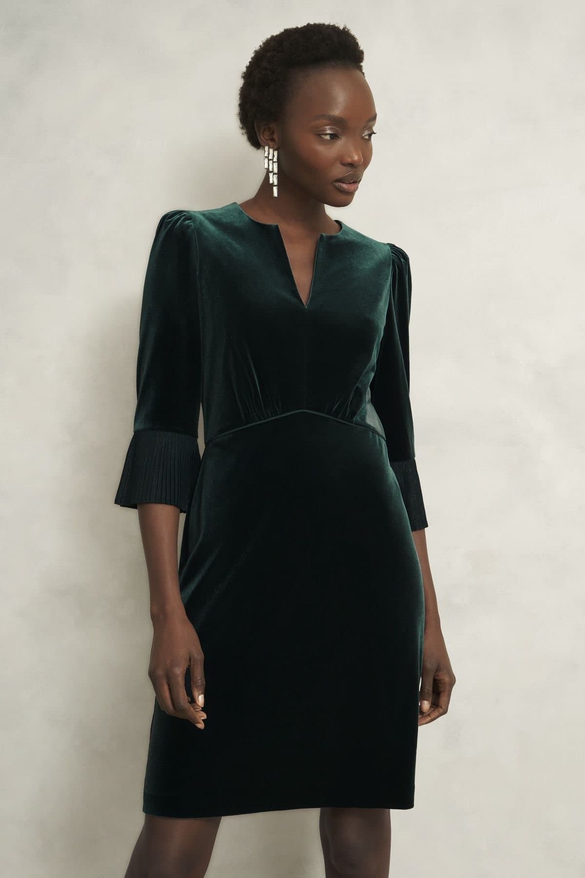 Hobbs London Hobbs London Women's Violet Velvet Dress in Bottle Green