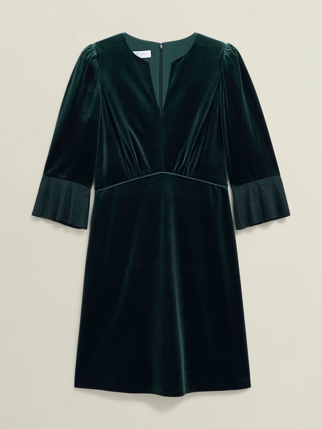 Hobbs London Hobbs London Women's Violet Velvet Dress in Bottle Green - 2