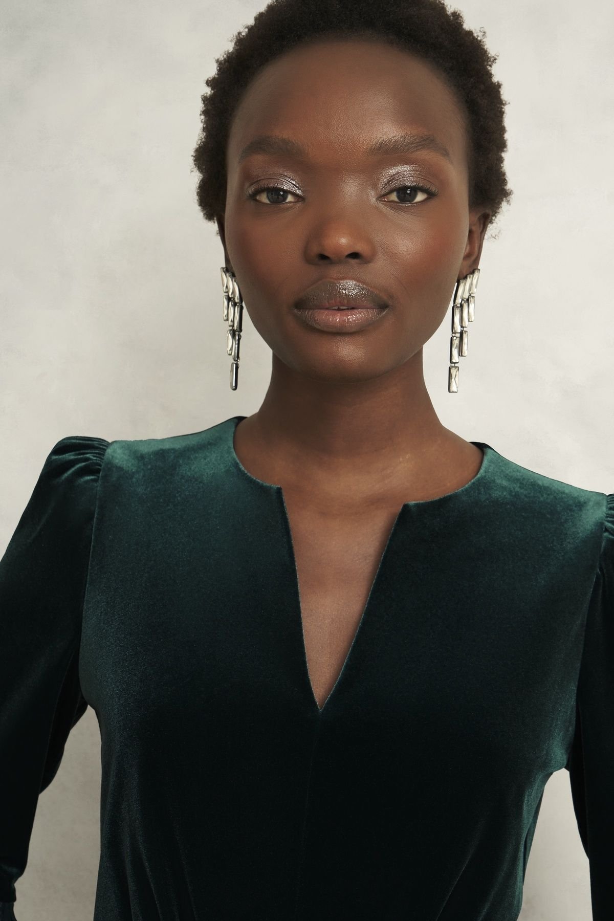 Hobbs London Hobbs London Women's Violet Velvet Dress in Bottle Green - 3