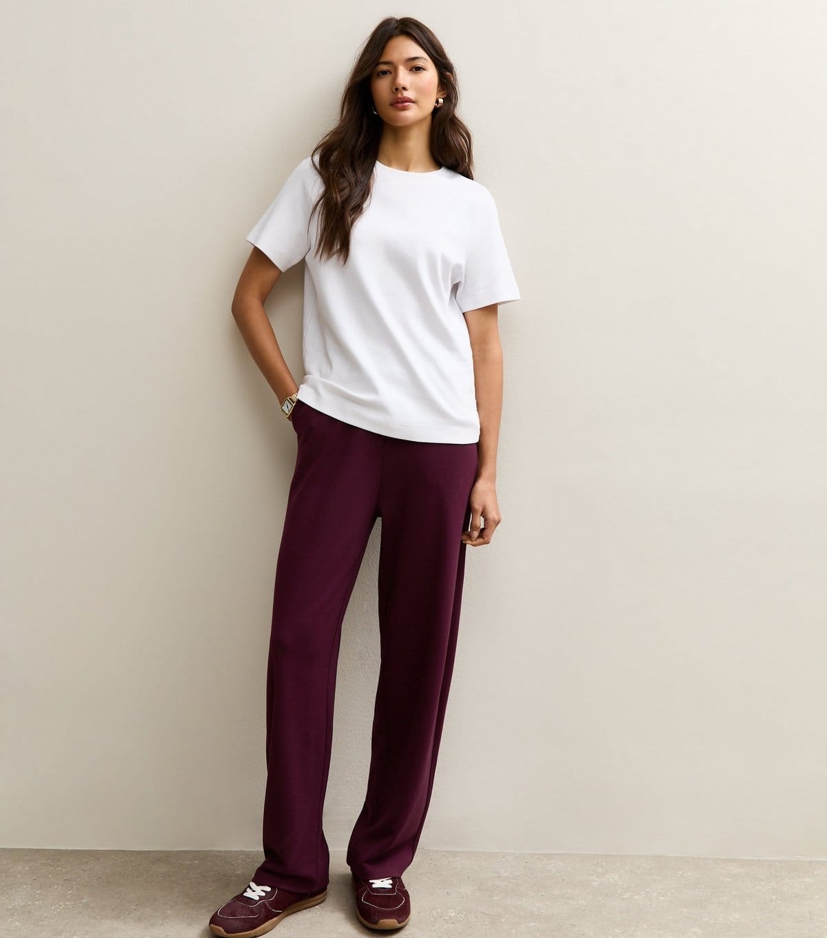 New Look Burgundy Premium Barrel Leg Joggers