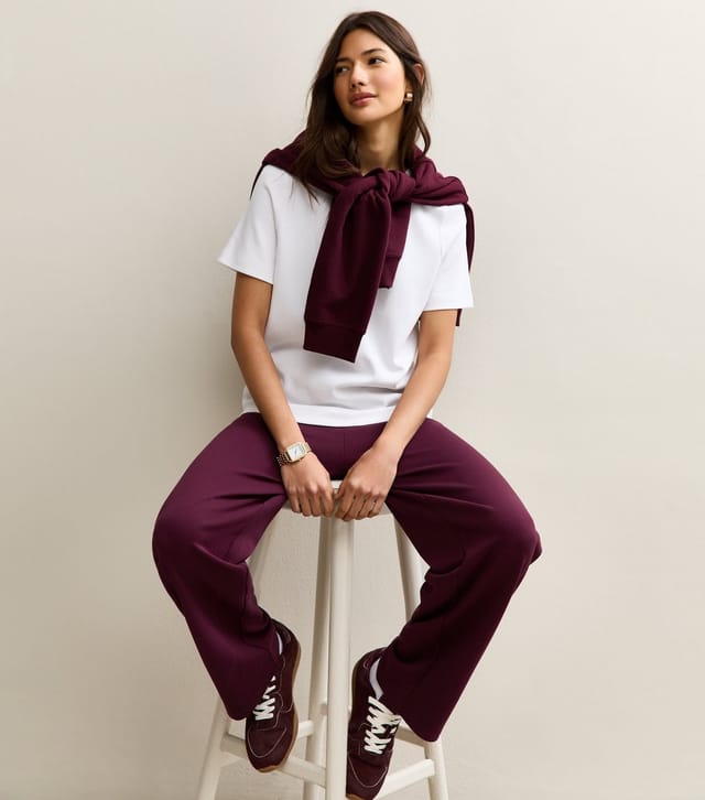 New Look Women's Premium Dark Burgundy Premium Barrel Leg Joggers New Look - 2