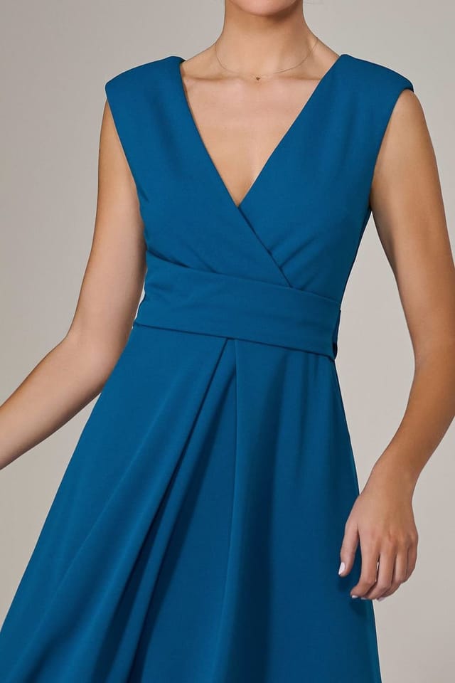 Jolie Moi Jolie Moi Women's Sleeveless Tie Waist Midi Dress in Teal - 3
