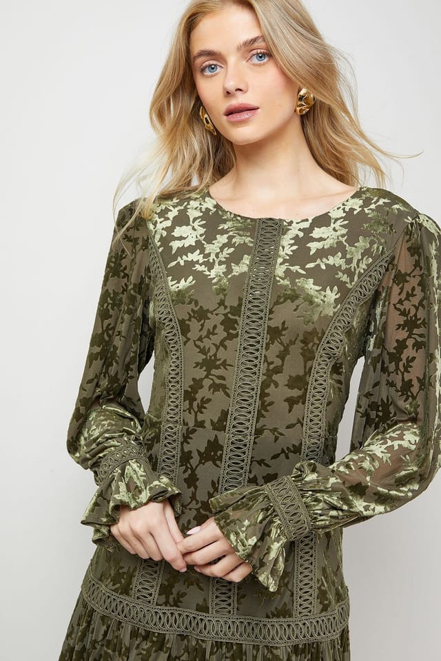 Oasis Oasis Women's Trim Panelled Boho Maxi Dress in Olive - 2