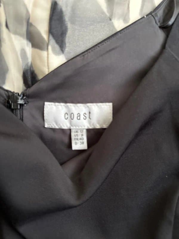 Coast Coast Dress Size 12 Black/cream (animal printish) fully lined Oali occasion dress