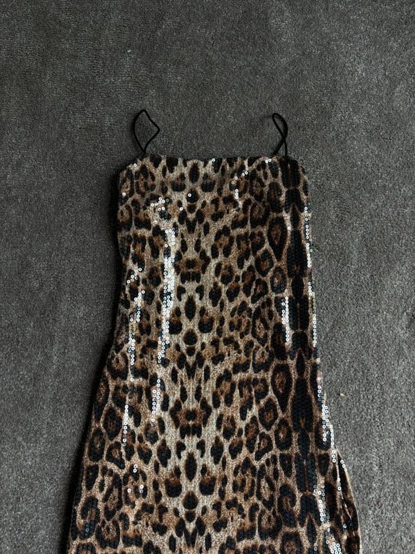 Bershka Leopard Print Sequin Mini Dress