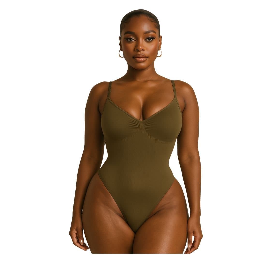 GWB Shapewear GWB Shapewear Women's Olive Brown Aurasnatch Seamless Tummy Control Shapewear Bodysuit