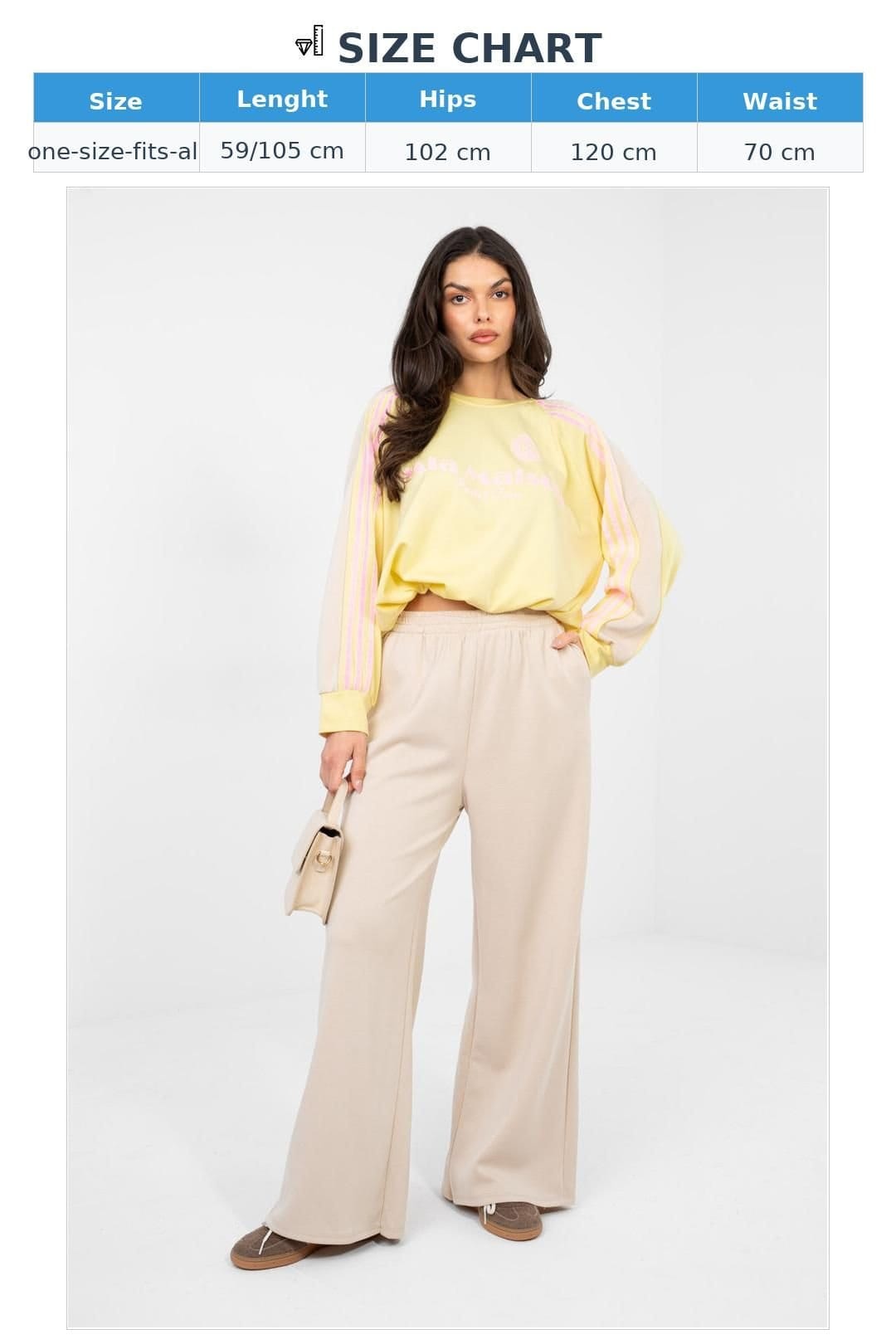 Love Lace Love Lace Women's Casual Wide Leg Sweatshirt & Pant Set in Beige - 4