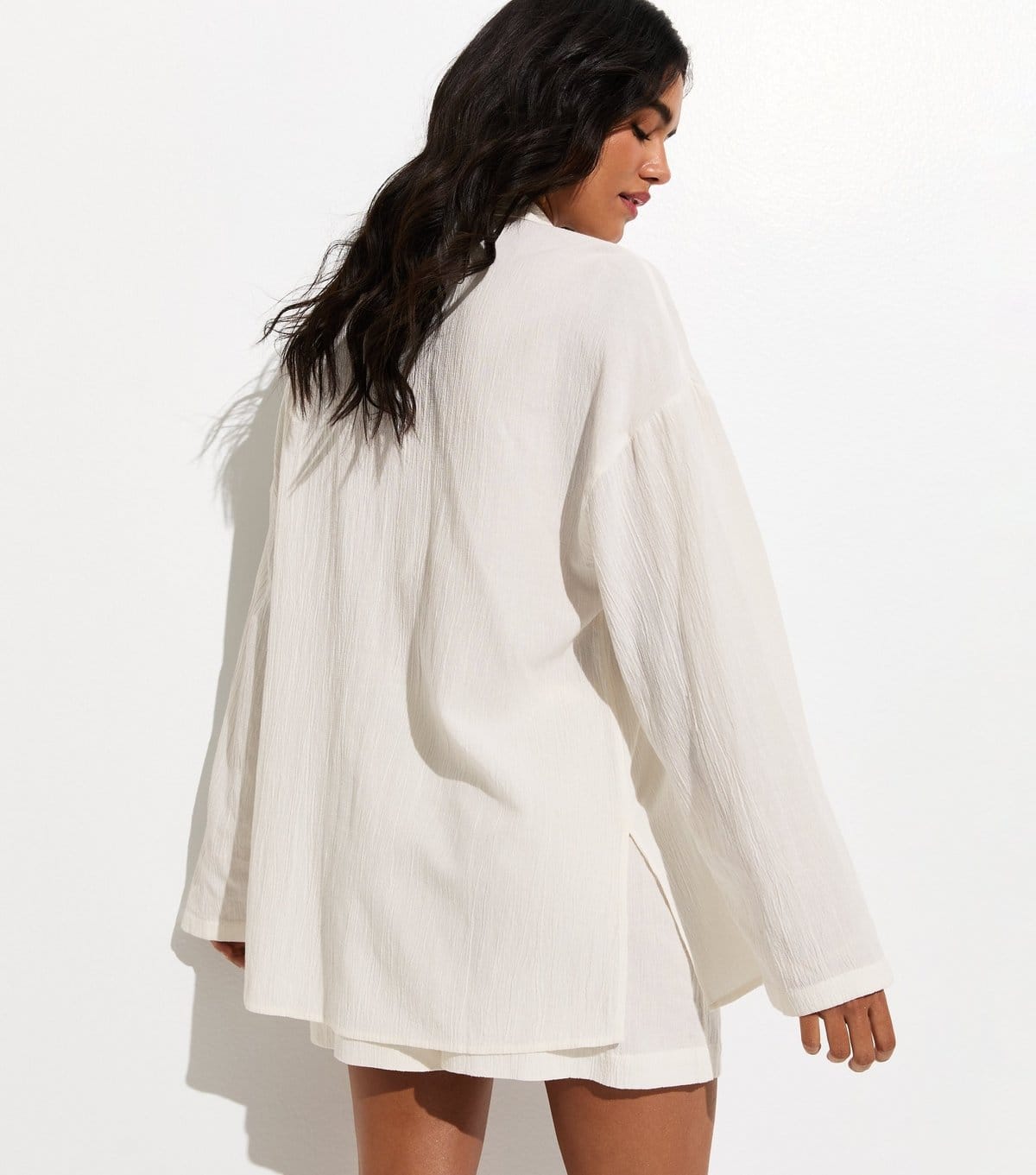 New Look Women's White Textured Oversized Beach Shirt New Look - 4