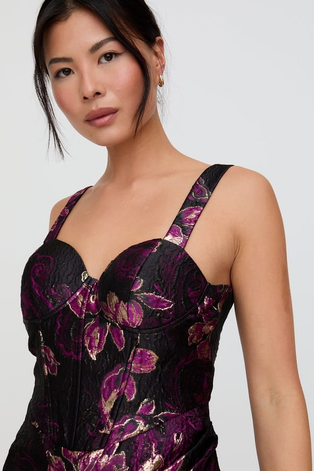 Lily and Lionel Lily and Lionel Women's Derry Floral Lurex Jacquard Mini Dress In Black - 3